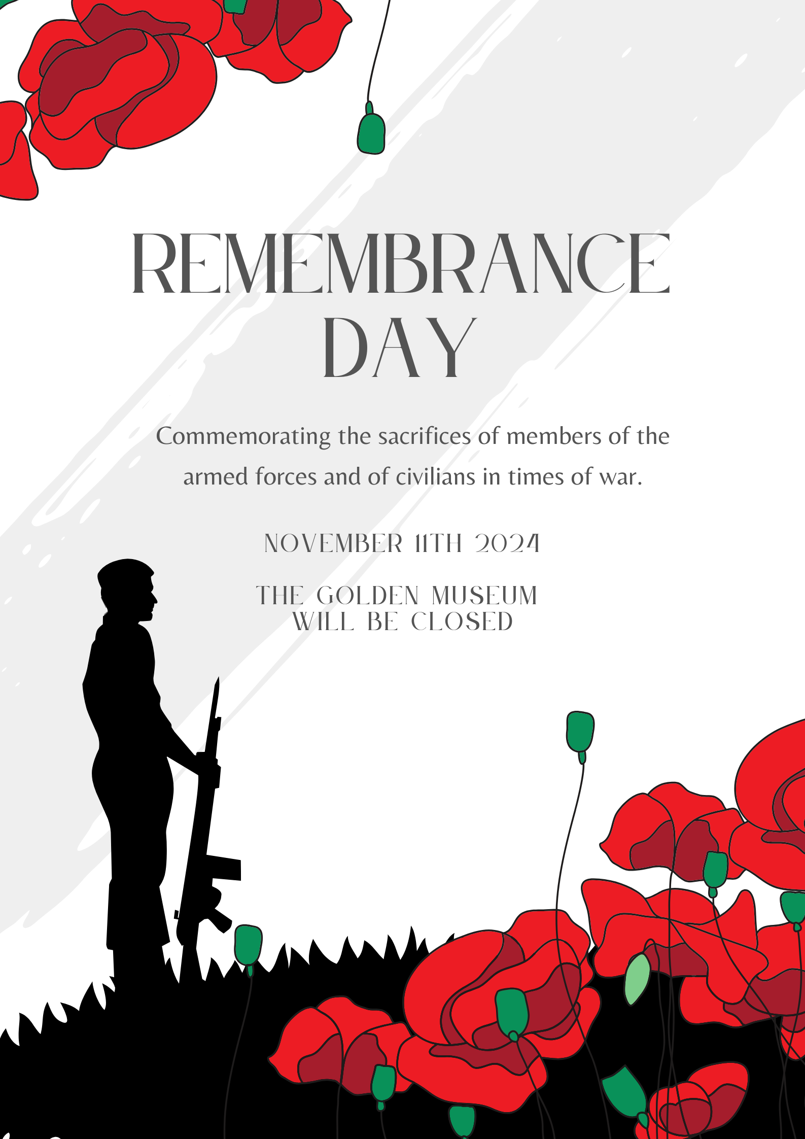 Red And Black Illustrated Remembrance Day Poster